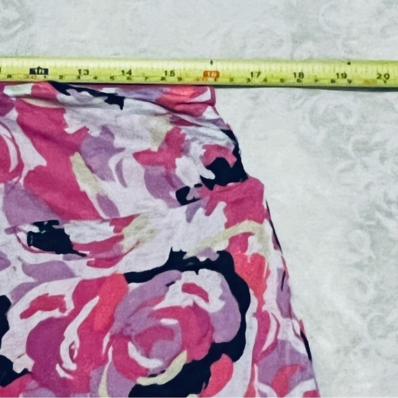 Reversible Skirt Womens Size Large Floral Pink Black Purple Stretch Slimming - Picture 10 of 12